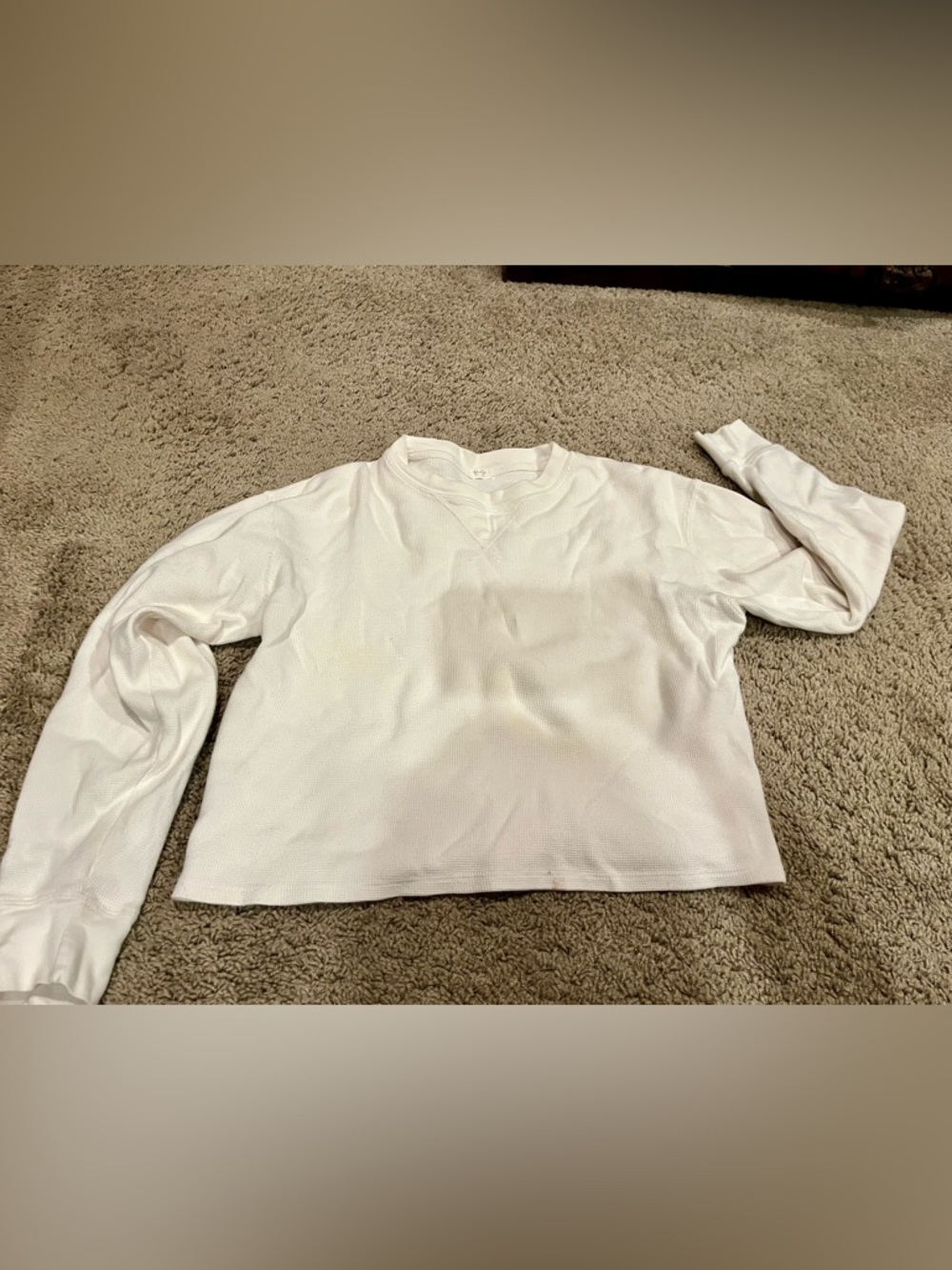 Brandy Melville Cream Waffle Knit Long Sleeve